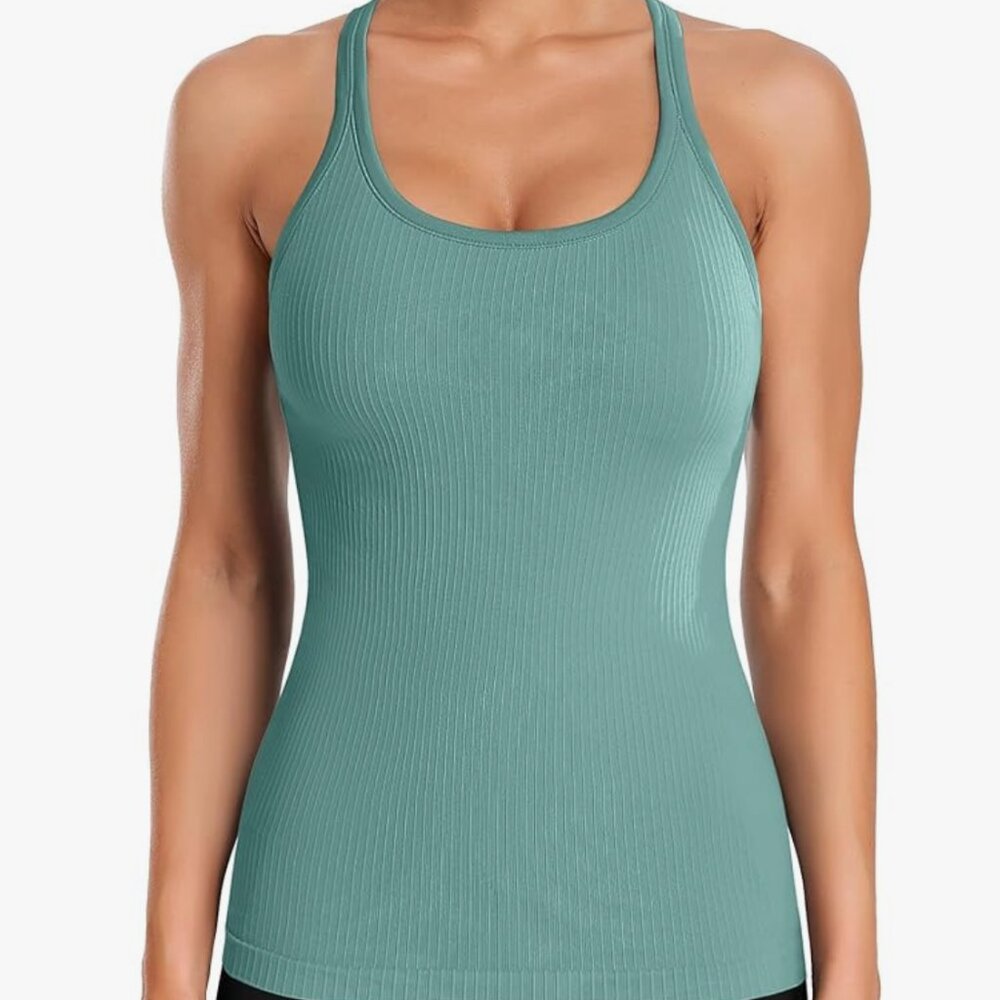 ATTRACO Ribbed Workout Tank w/ Built in Bra (each)